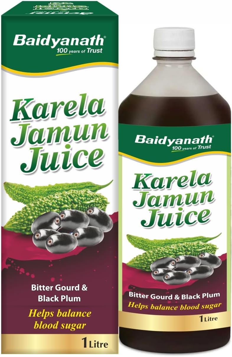 Baidyanath Ayurved Karela Jamun Juice 1L | Natural Remedy For Blood Sugar Management | Helps in Reducing the Bad Cholesterol Levels & Improves overall Health and Wellness