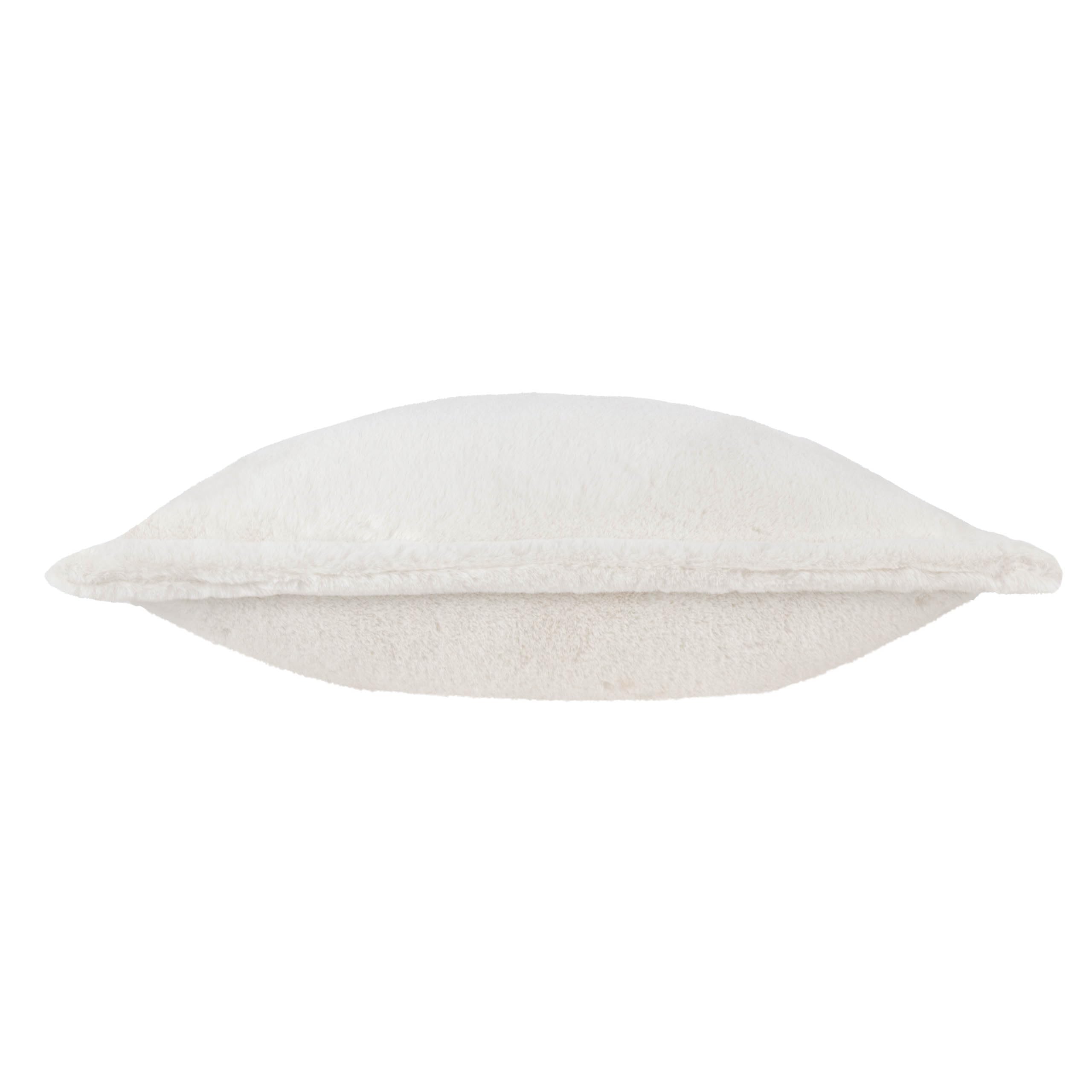 furn. Kallu Kissen mit Polyesterfüllung aus Kunstfell – weiches, Flauschiges Dekokissen mit Oxford-Kante (Ecru – 55x55cm)