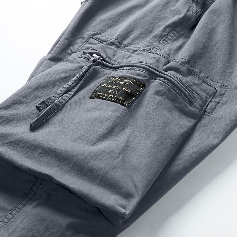 Mens Cargo Joggers–Slim Fit Flex Work Pants with Belt Loops Elastic Waist Zipper Pockets Drawstring Waist - Image 2