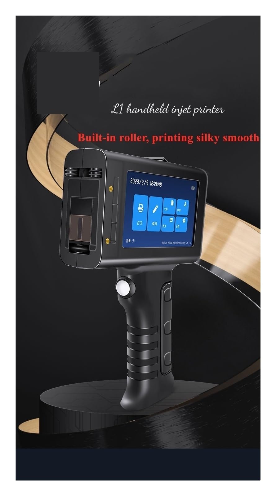Stampante portatile, Stampante portatile portatile con etichetta di numerazione del codice batch variabile online da 12,7 mm, stampante termica intelligente a getto d'inchiostro(Only 1 Black Ink)