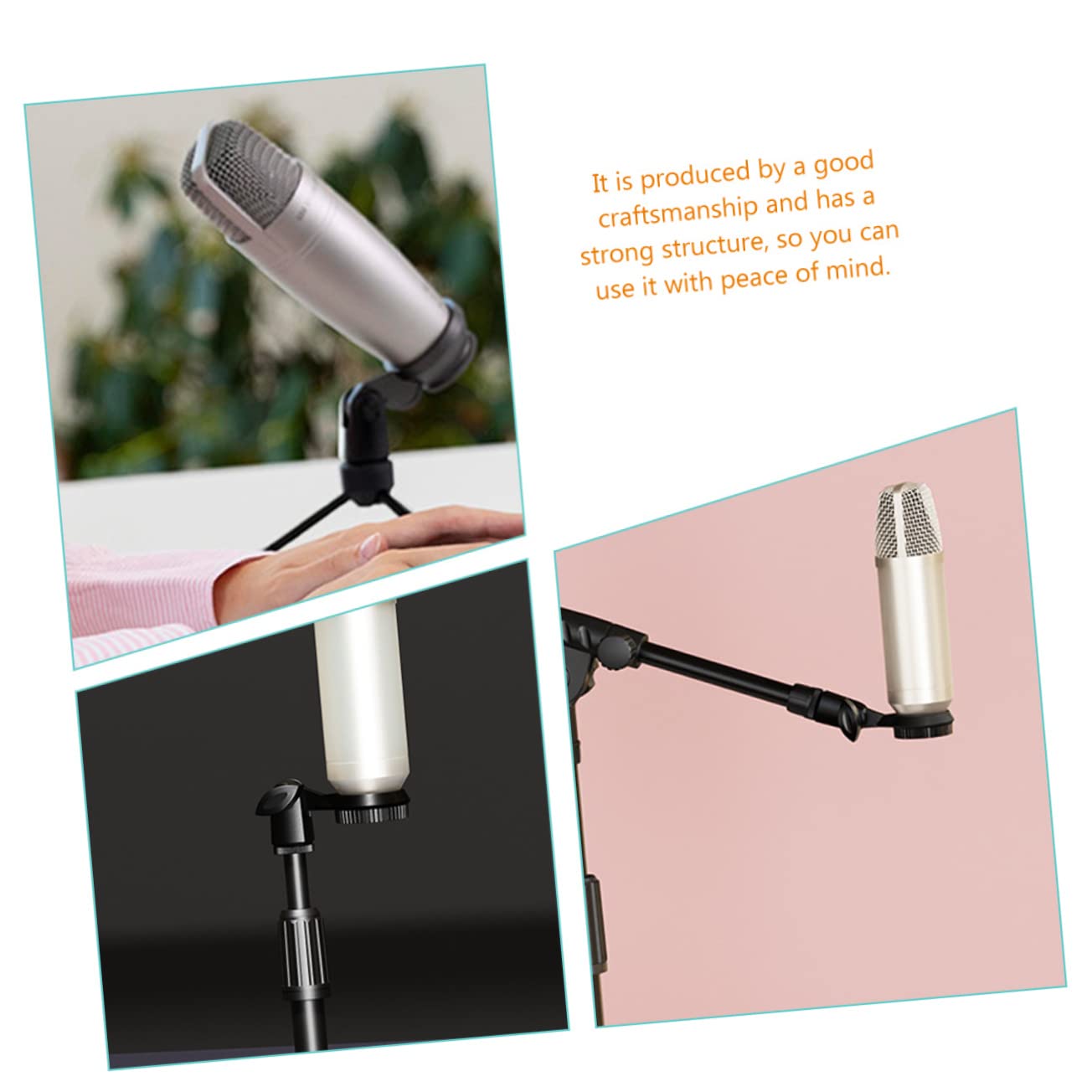 BESPORTBLE 4Pcs Microphone Clip Holder with Female Adapter Rotatable Stand Clamp for Mic Positioning Compatible with Various Microphone Stands for Podcasts and Voice