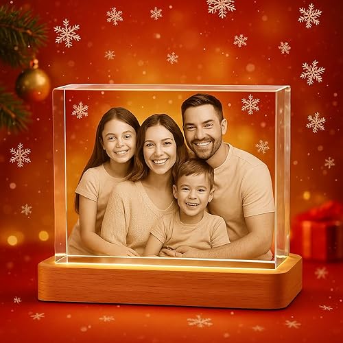 Foto de cristal 3D personalizada  Regalo de imagen de vidrio grabada con láser personalizada para papá, mamá, esposa, él, ella  Ideal para boda,