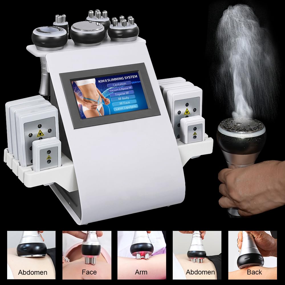 Appareil de cavitation 6 en 1, Hbealifee Machine de Beauté Corporelle Professionnelle - Masseur à Radiofréquence - Appareil de Réduction sous Vide pour le Contour du Corps - Machine à Massage pour les