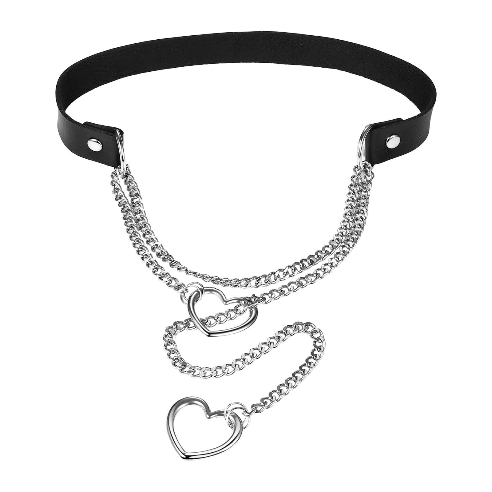 Choker cuir PU Flongo ajustable anti-irritation avec chaîne acier - 8