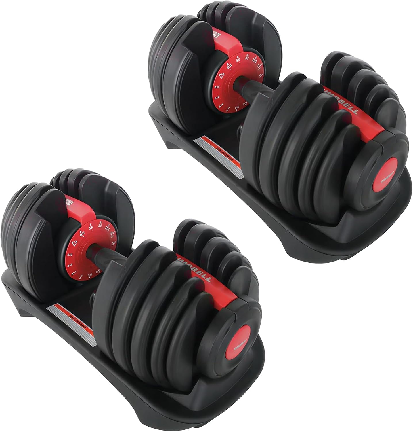 Adjustable Dumbbells Set 24KG Each (48KG Set) – Adjustable Dumbbells for Home Gym, 15-in-1 Quick Dial Weights with Tray, Space Saving Strength Training Dumbbell Set, Anti-Slip Grip
