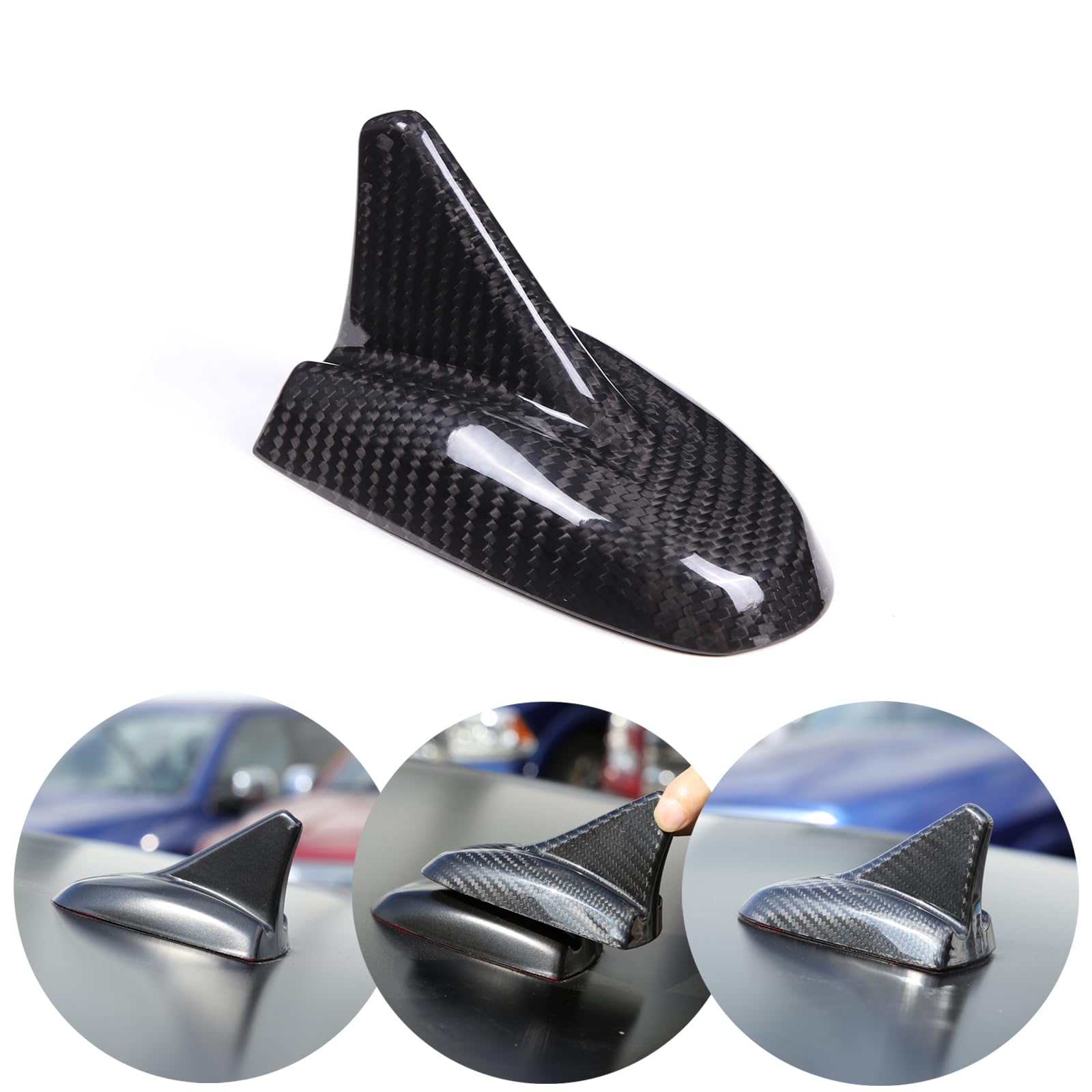 Auto Car Shark Fin Antenna Roof Aerial Cover Trim for 2013 2014 2015 2016 Maser@ti Ghibli Accessories,Absolute Real Carbon Fiber Roof Antenna Shark fin Shape Cover Trim