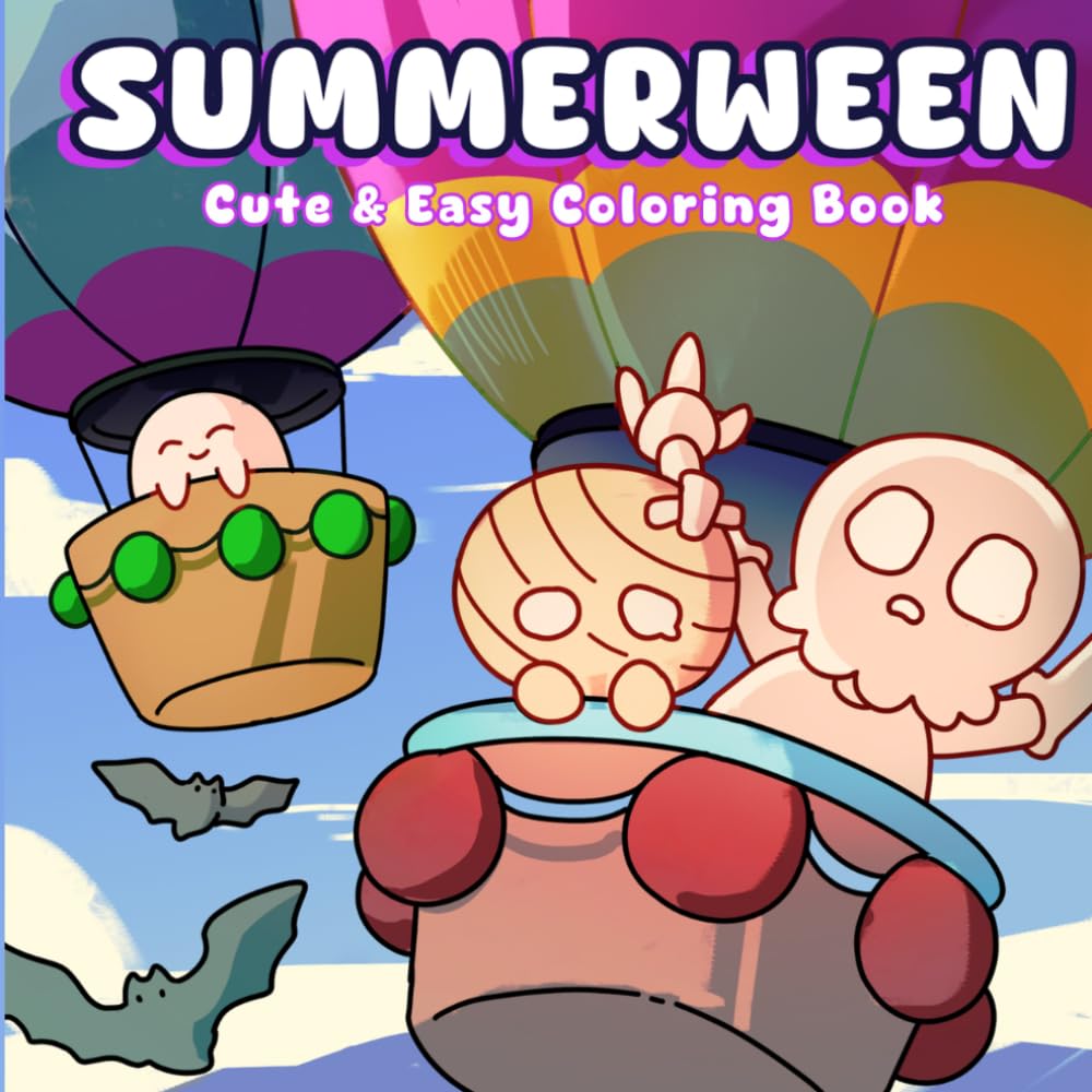 Summerween: A Cute and Easy Coloring Book with Spooky Ghost and Creepy Characters Enjoying Summer Holiday Fun Adventures for Kids and Adults