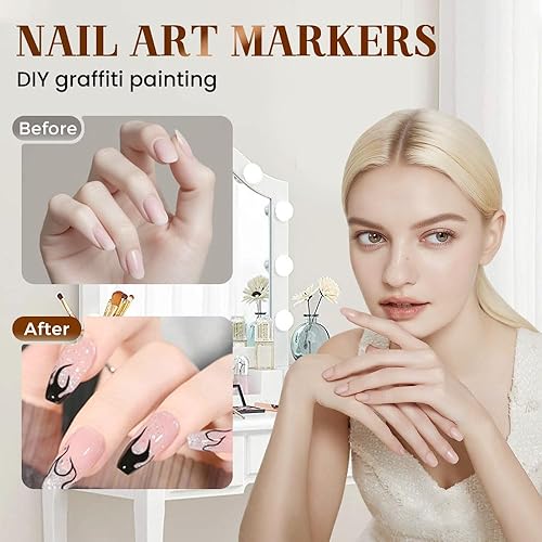 Miniatura 2 de Juego de 12 bolígrafos de arte de uñas, 2026, nuevos marcadores de arte de uñas para arte de uñas 3D, pincel de pintura de dibujo para bricolaje,