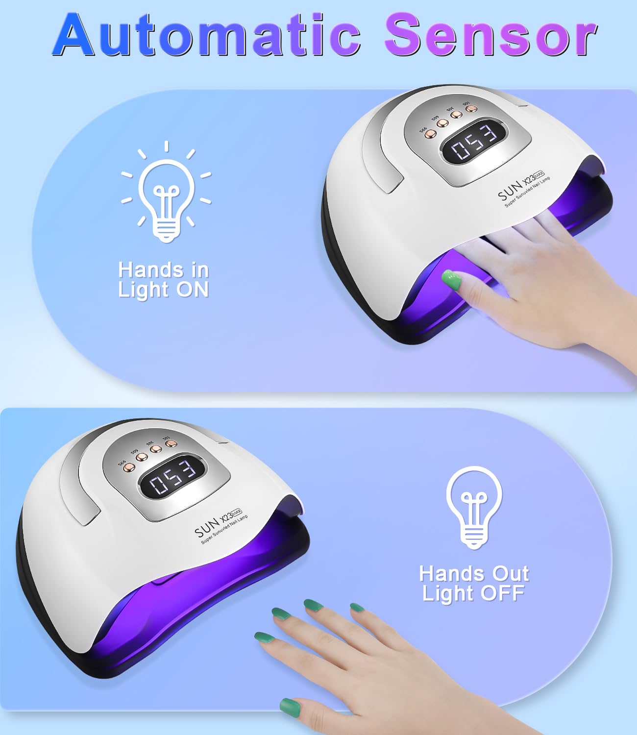 Zawaer Lampe UV Sèche Ongles 380W, Professionnel LED Séchoir à Ongles Automatique, 81 LEDs, Séchage Rapide, Grand LCD Ecran, 4 Minuteries 10s/30s/60s/99s pour Vernis Semi Permanent, Gel et Vernis