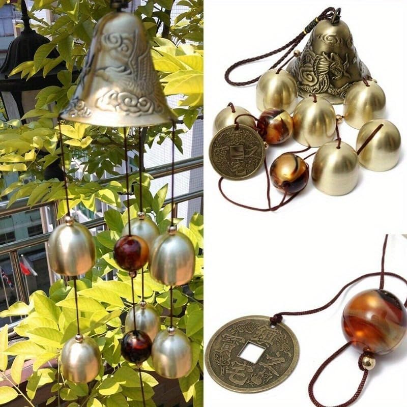 Condition photo showing Good Condition for large outdoor lucky wind chimes for good luck home garden hanging decoration gift copper decor