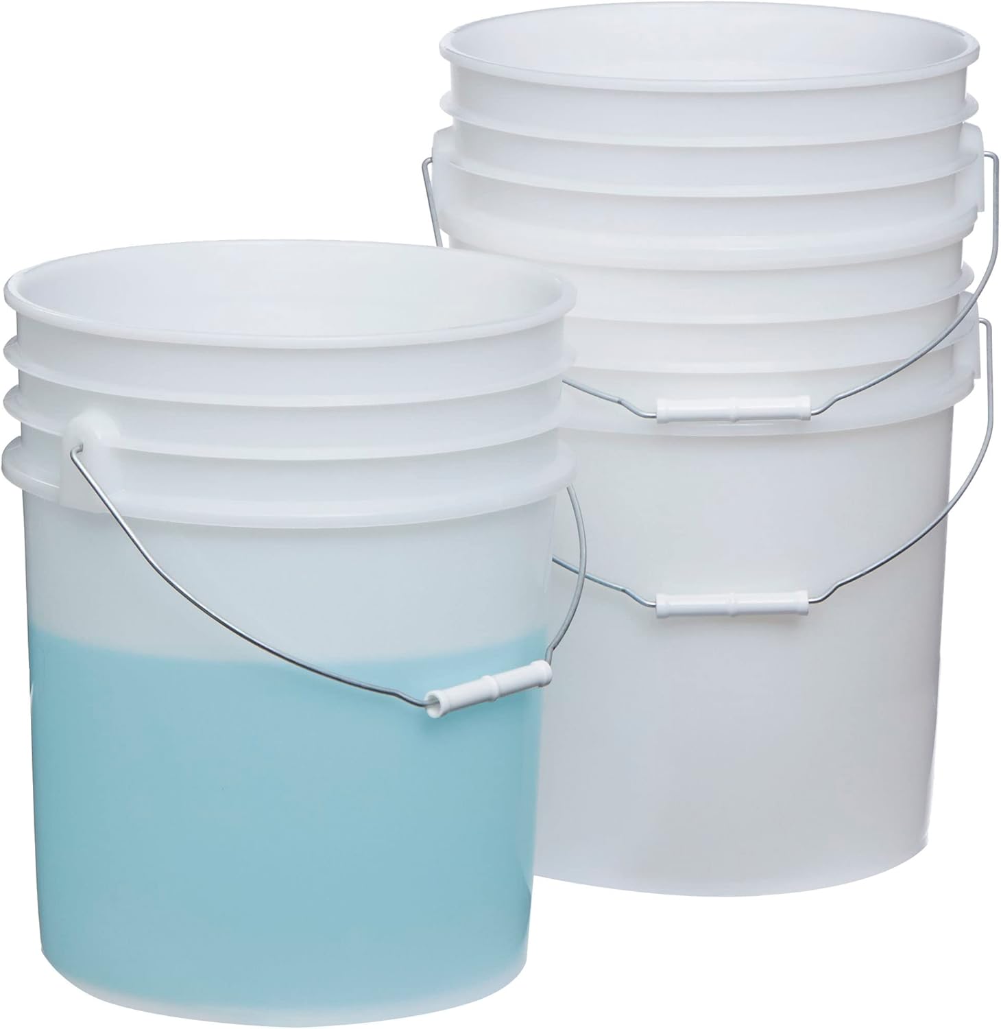 Hudson Exchange 5 Gallon (3 Pack, Natural) Bucket Pail Container with, Food Grade BPA Free HDPE, NO LIDS