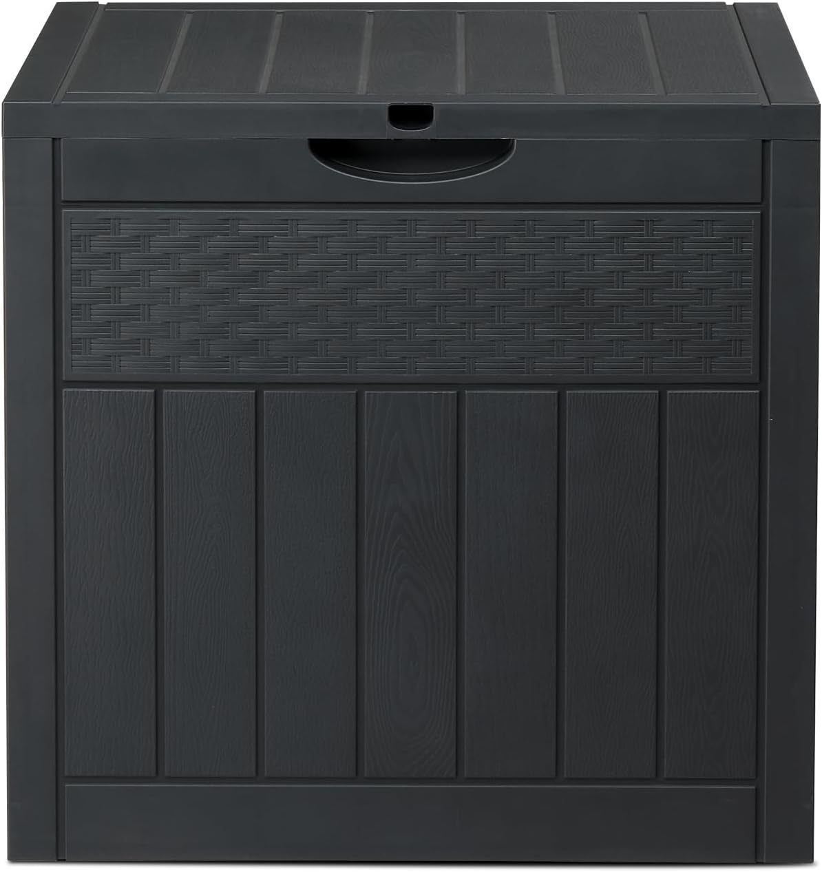 33 Gallon Resin Deck Box, Waterproof Outdoor Storage Box with Lockable Lid and Handles, Deck Storage for Outdoor Gear, Patio Furniture Cushion, Gardening Tools, Dark Gray