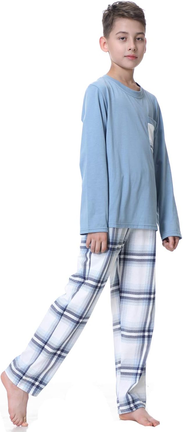 Big Boys Classic Plaid Pajama Set Cotton Sleepwear Teens 10-20Years - Image 5