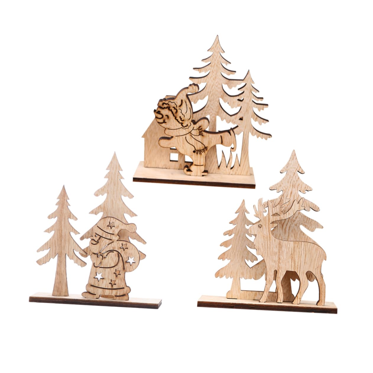 6 Piezas Decoración de Mesa para Árbol de Navidad Decoración de Árbol Navideño Decoraciones de Mesa de Navidad Letrero de Madera Pequeño Árbol de Navidad Adorno de Escritorio Adorno de