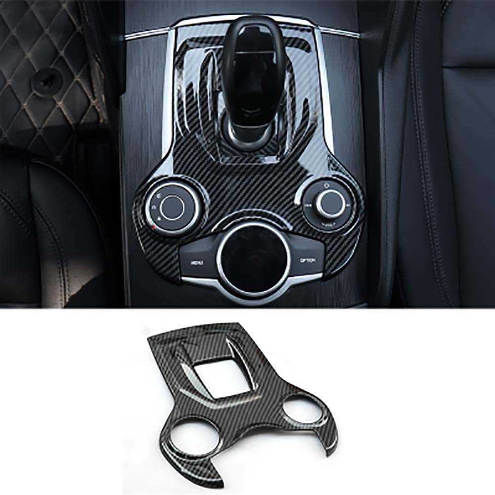 QHCP ABS Interior Gear Shift Box Panel Frame Decoration Cover Trim for Alfa Romeo Giulia Stelvio (Black)