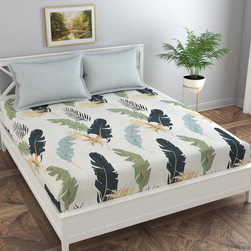 Florida Bedsheet for King Size Bed with Pillow Covers and Made of Cotton with Beautiful Floral Print