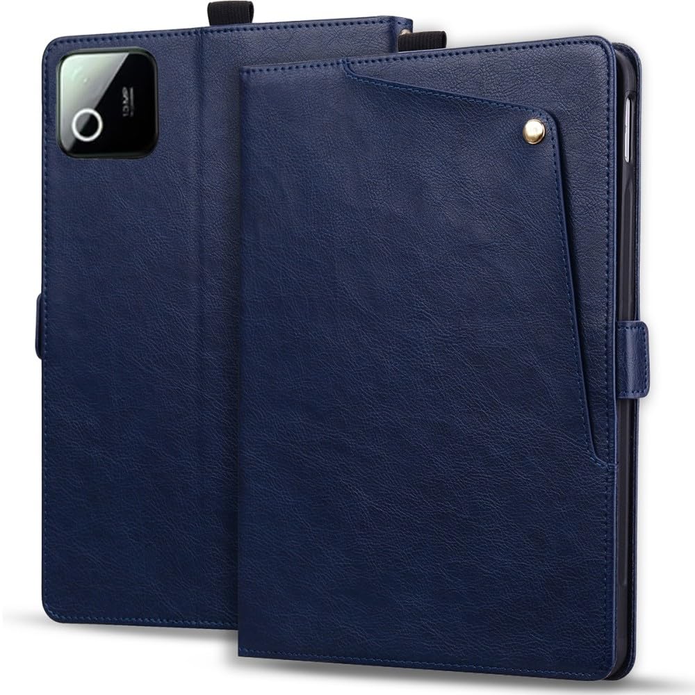 Generic Étui compatible avec Xiaomi Pad 8 Pro (couleur : bleu foncé) Portefeuille à rabat en cuir de qualité supérieure avec support arrière