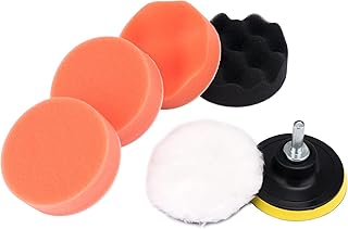 3 Inch Polishing Pad, 7PCS Car Cleaning kit Car Wax Applicator Pad Wool Sponge Buffing Pads Drill Buffing Kit with Drill Adapter for Car Headlight Restoration,Sanding, Polishing,Waxing & Sealing Glaze