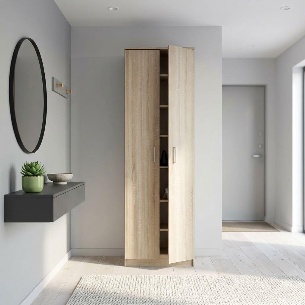 milani home Armadio scarpiera con 7 scaffali di Design Moderno Contemporaneo cm 60 x 33 x 192 h