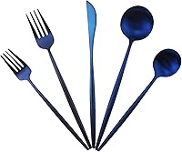 Vista 1 de Gugrida Juego de cubiertos de acero inoxidable 18/10 de 20 piezas, cubertería plateada, juego de vajilla de lujo, cubertería de mesa para viajes que