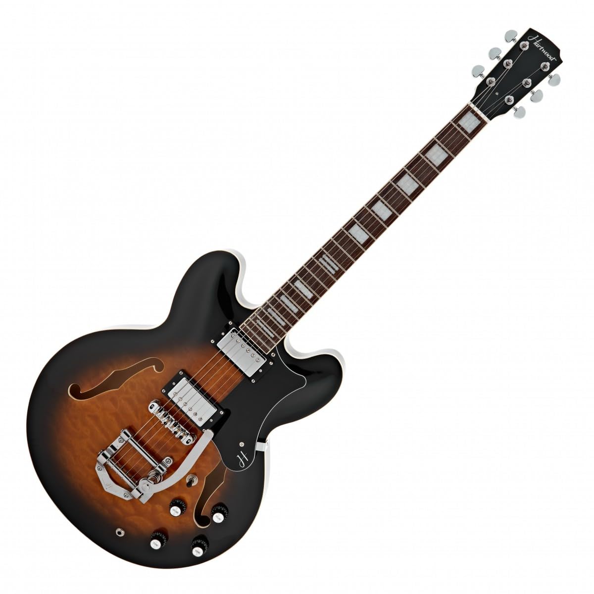 Hartwood Chitarra semiacustica Revival Legend TR, Sunburst | Toni Profondi e Risonanti dal Corpo in Tiglio, Braccio Tremolo Integrato per Vibrato Sfumato, Semi-Cavo, Sunburst