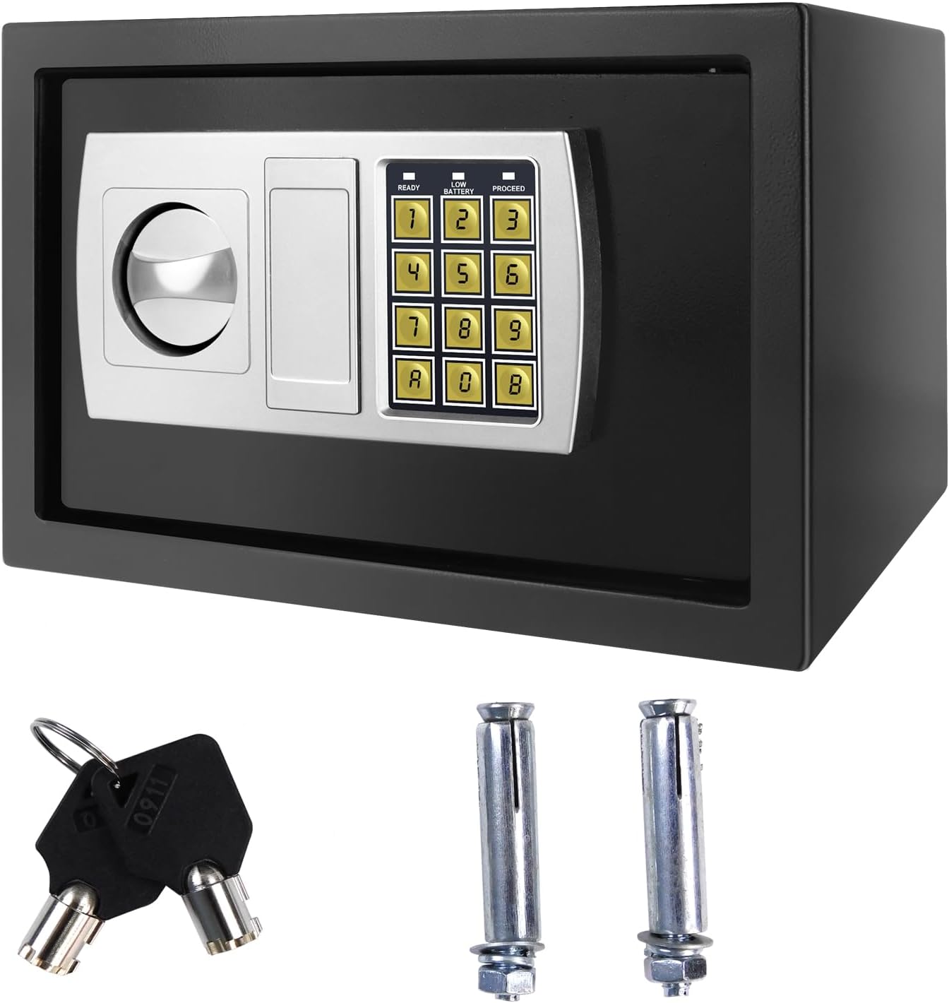 Safe Box for Home, Digital Money Safe Box with Pass Code and Keys, Security Safe Box for Hotel Business, 8.5L Small Safe Hidden Wall Safes for Hotel Office Buiness, 31 X 20 X 20 cm, Black