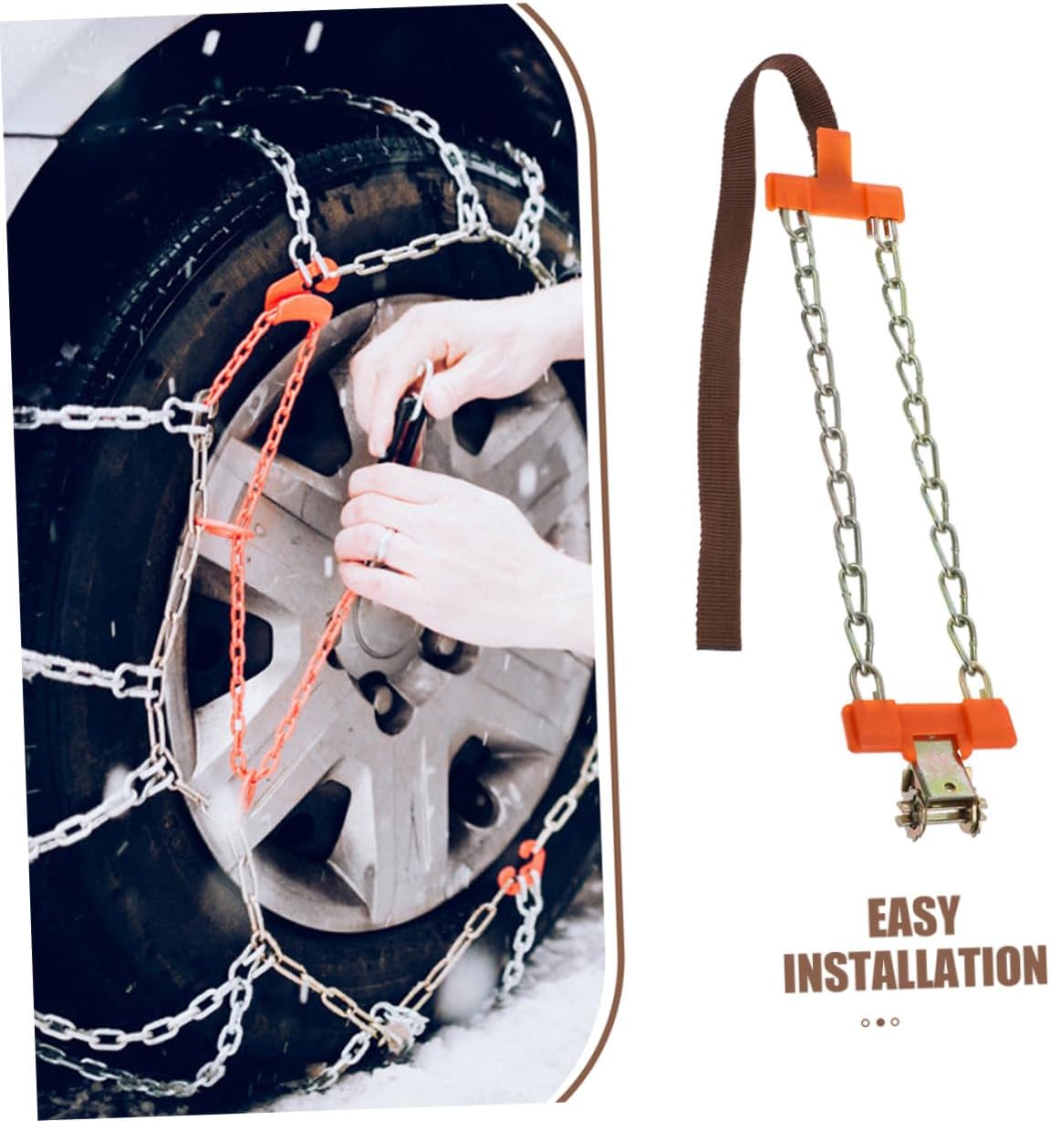Reusable Car Tire Snow Chains Anti-skid Iron Construction Emergency Grip for Small Cars and SUVs Fit Stability Ice and Snow