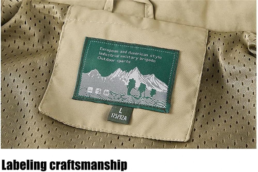 Men Outdoor Detachable Hooded Embroidered Jacket Breathable Hiking Travel Multiple Pockets Zipper Coat