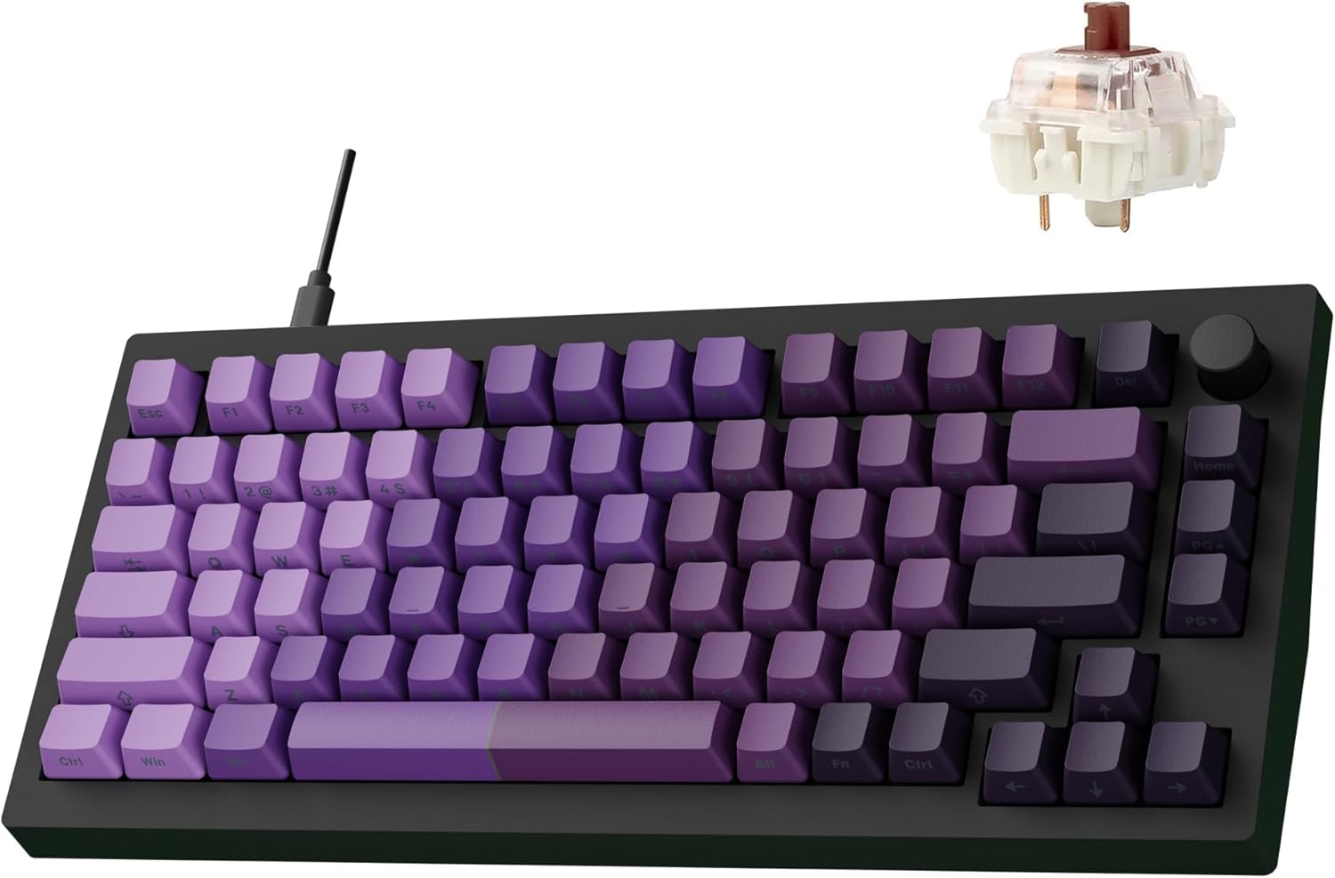 X4 QMK Wired Mechanical Keyboard, 75% Layout South-Facing Red Backlit, Side-Printed Double-Shot PBT Keycaps with Tactile Brown Mechanical Switch for Windows