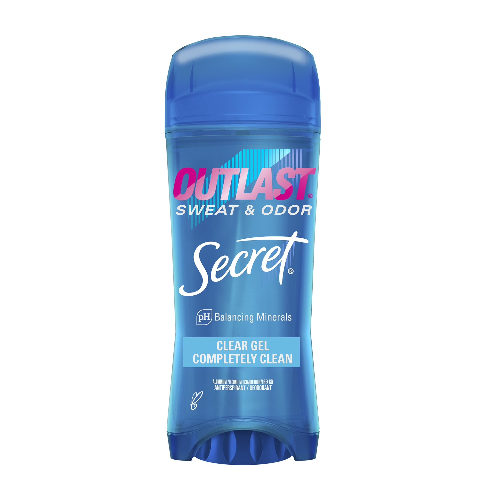 Secret Outlast Antiperspirant Deodorant for Women, 72hr Sweat & Odor Protection, PH Balancing Minerals, Clear Gel, Completely Clean Scent, 3.4 oz