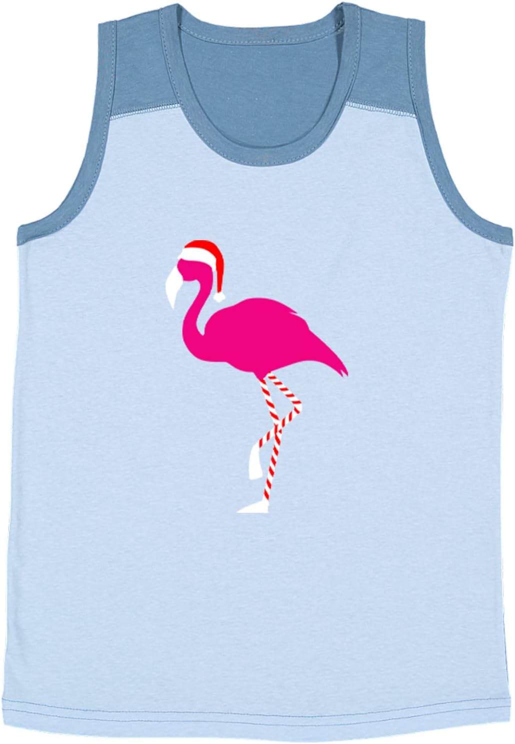 Christmas Flamingo - Candy Cane Stripes Youth Contrast Back Tank Top