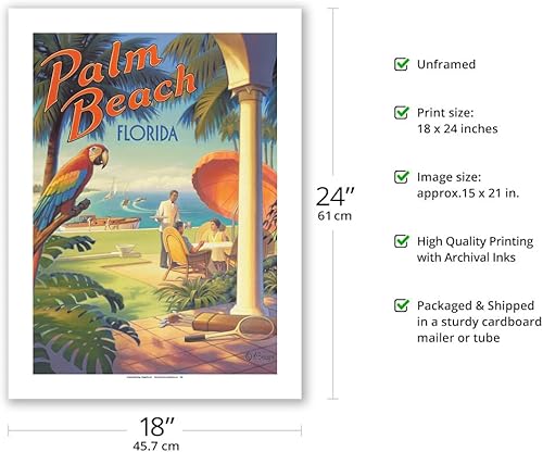 Miniatura 2 de Pacifica Island Art Palm Beach, Florida - Póster de viaje vintage por Kerne Erickson - Impresión de papel mate premium de 24 x 32 pulgadas