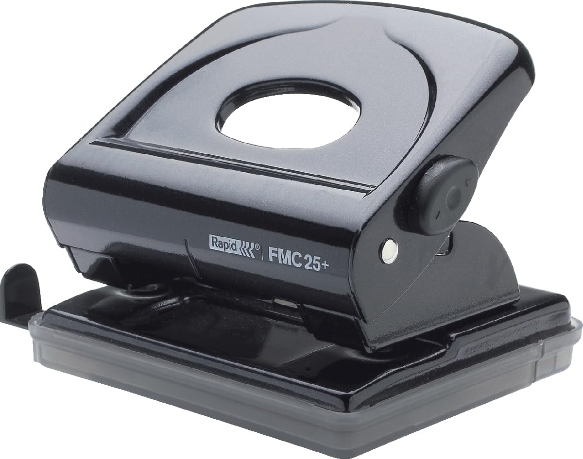 FMC25+ 2 Hole Punch, Punches up to 30 Sheets, Adjustable Guide Bar, Metal, Black, 21835501