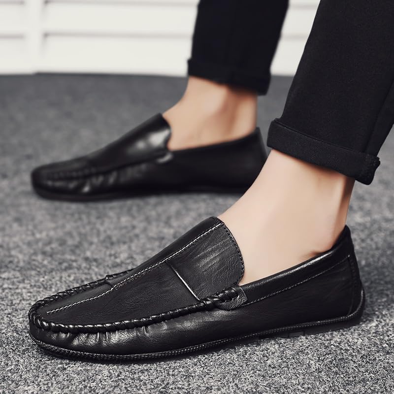 Men's Loafers Shoes Round Toe PU Leather Loafer Shoes Flexible Slip Resistant Comfortable Casual Slip-on4