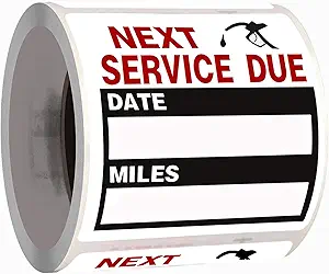 Oil Change Auto Maintenance Service Due Reminder Stickers Labels 100pcs/Roll Stickers，Easy-Peel with No Residue, Easy to Write On，2x2 Inch, Black