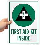 SmartSign "First Aid Kit Inside", Plastic Sign, 14" X 10"