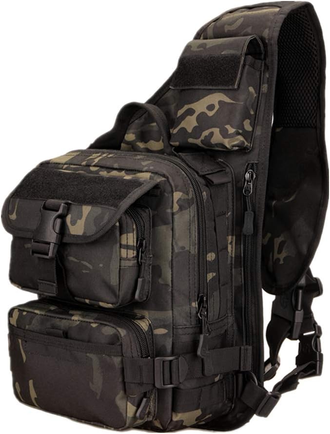Protector Plus UNISTRENGH Tactical Military Daypack Sling Chest Pack Bag Molle Laptop Backpack Large Shoulder Bag Crossbody Duty Gear For Hunting Camping Trekking (Wolf Brown)