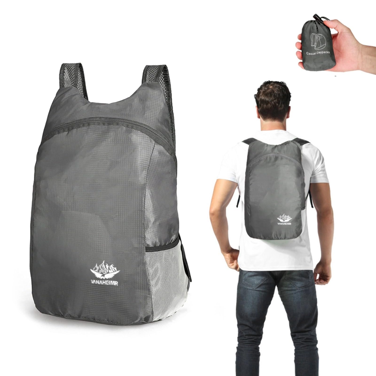 Crgangzy Unisex Lake Blue Lightweight Backpack Foldable Outdoor Travel Waterproof Daypack Sports Travel Camping Hiking Pack For Men Women