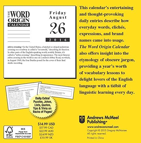 Amazon Com Word Origin 16 Day To Day Calendar Mcnamee Gregory Books