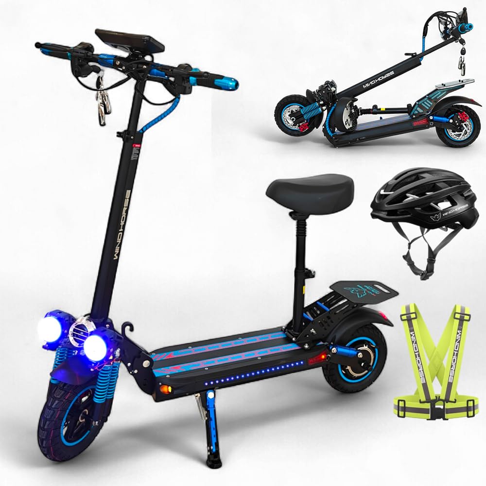 WINDHORSE Electric Folding Scooter, 1200W Motor, 48V 18Ah Battery, 50KM/H Max Speed, upto 41 kms Range, Dual Suspension and Remote Lock
