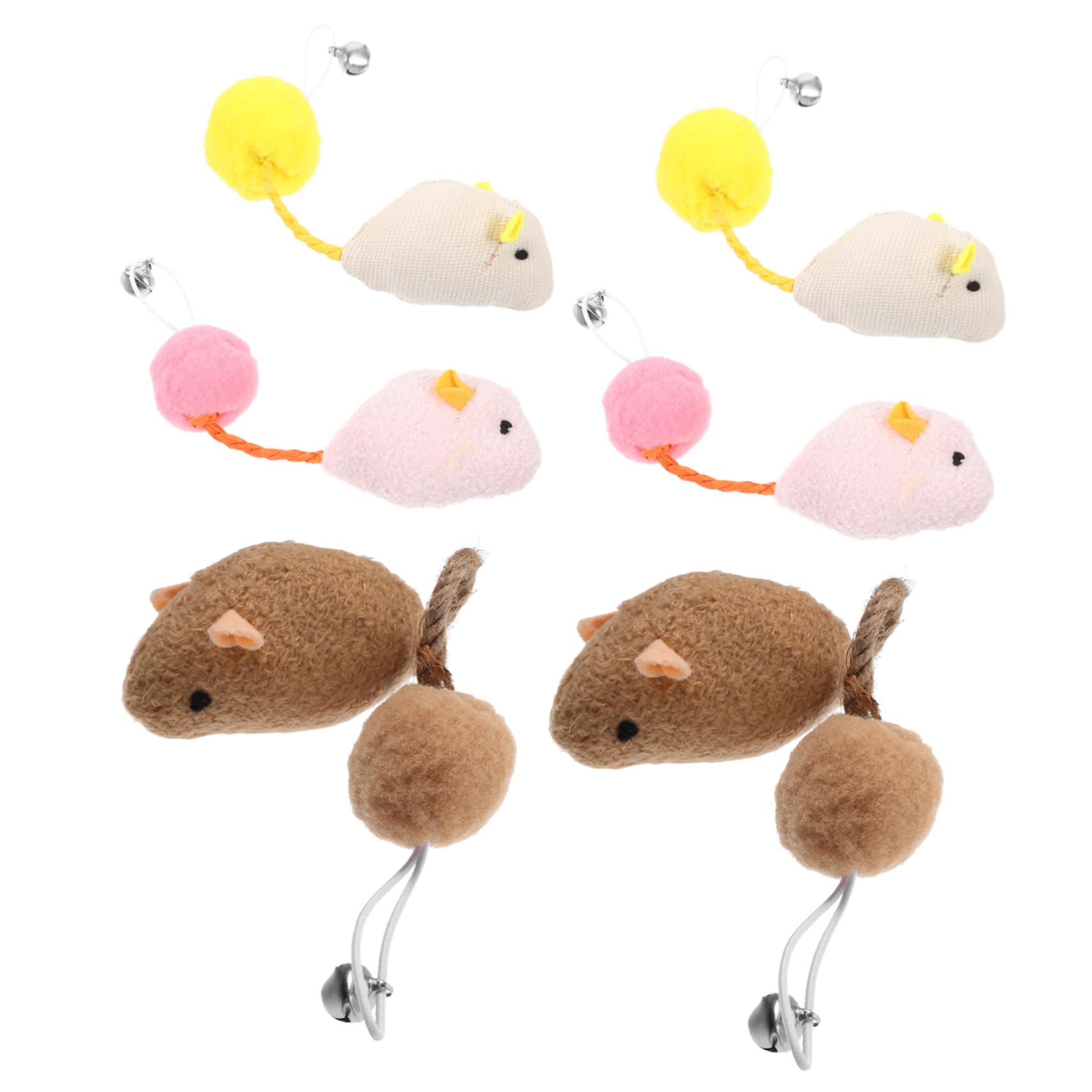 6pièces Souris pour Chats Lot de Jouets Colorés avec Clochettes Accessoires Amusants pour Chats Intérieur pour Éveiller Instinct De Chasse