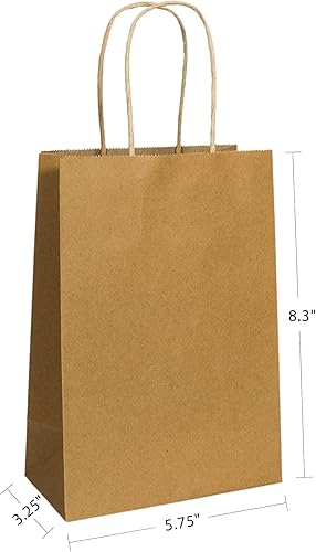 Miniatura 3 de PTP BAGS Bolsas naturales de 14 x 10 x 15.75 pulgadas (paquete de 50) de papel kraft reciclable, bolsas de mano para servicio de alimentos