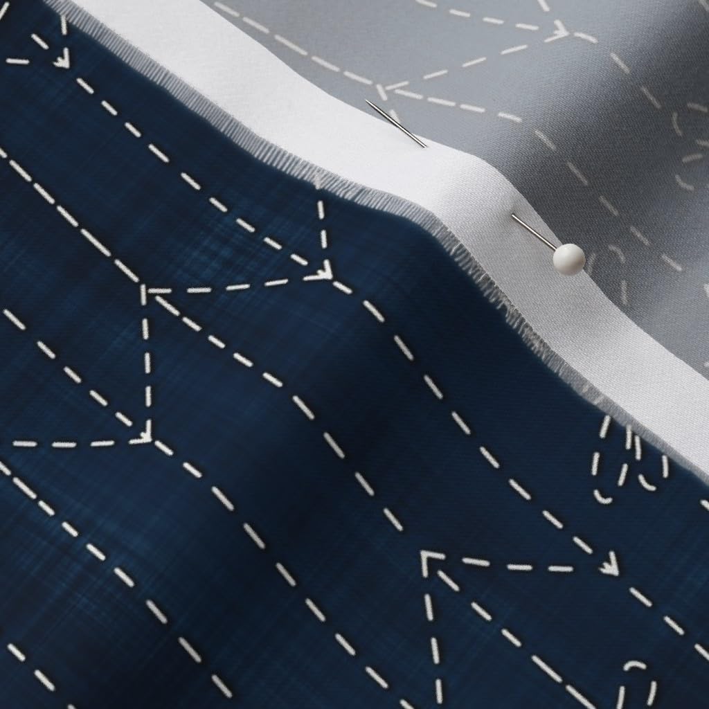 Spoonflower Fabric - Collection Sashiko Japanese Traditional Quilt Origami Dark Blue Indigo Printed on Organic Cotton Sateen Fabric by The Yard - Sewing Quilting Apparel Home Decor