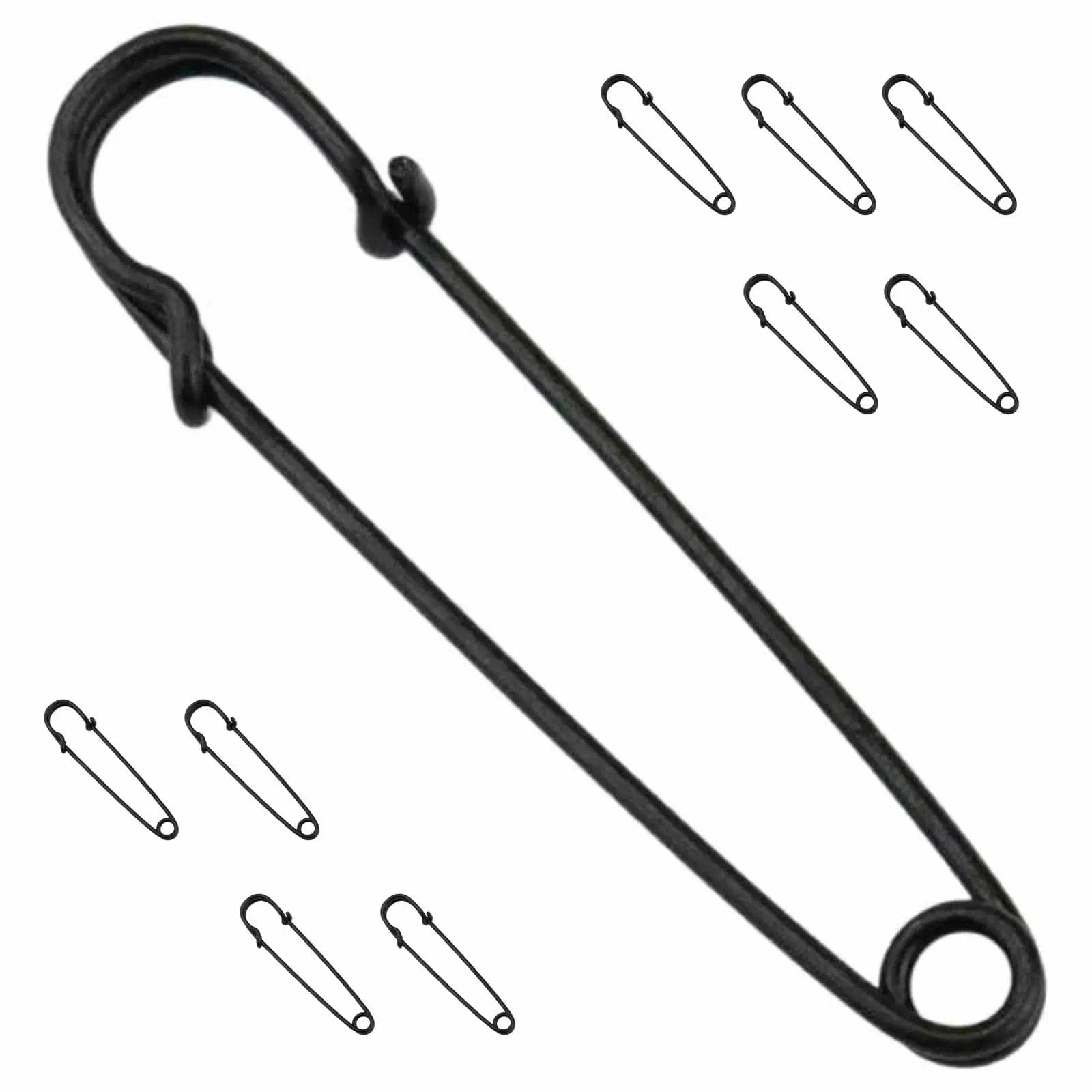 FF34 10Pcs 4 inch 10cm Extra Large Safety Pins Metal Heavy Duty Blanket Pins for Jewelry Crafts (Black), 4 inch x 0.59 inch