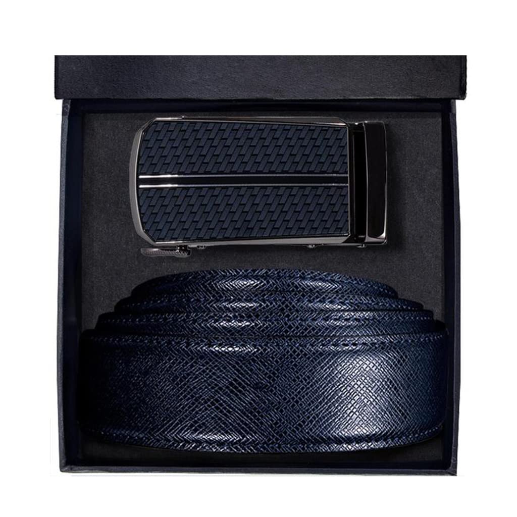 Leather Waist Belt Automatic Buckles Ratchet Waistband for Men Dress Jeans Wedding Business Gift Boxed Mens Belts Color