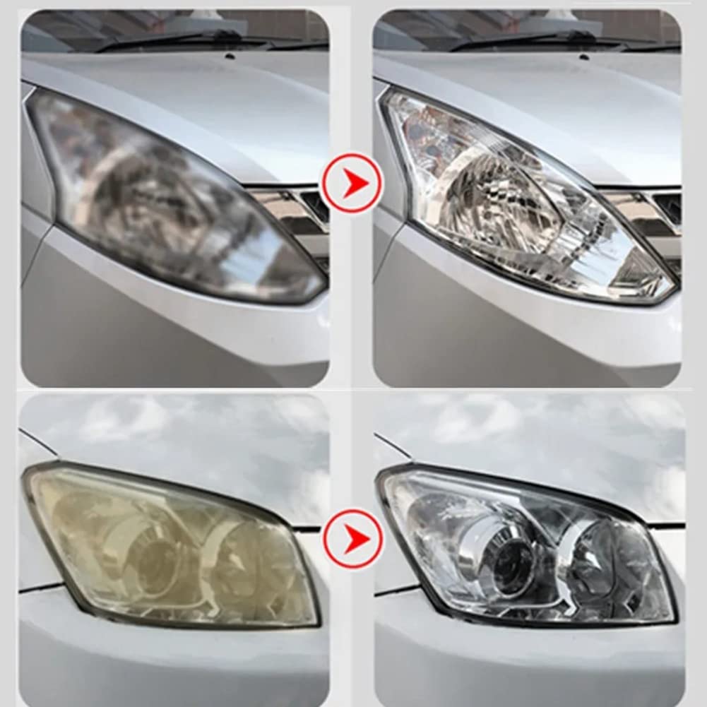 Lisher - Kit de reparación de faros de coche (100 ml, polímero líquido Faros, para faros de coche, rayones, enchufe de la UE