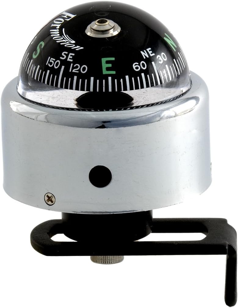 Formotion CA-35820 Black Face 35mm 360 Moto Compass with Chrome Case