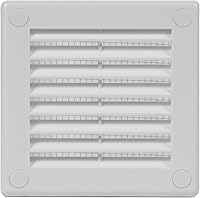 Vista 1 de Cubierta cuadrada de ventilación de aire de 4 x 4 pulgadas (tamaño exterior) - Deflector de ventilación de plástico blanco - Malla de pantalla
