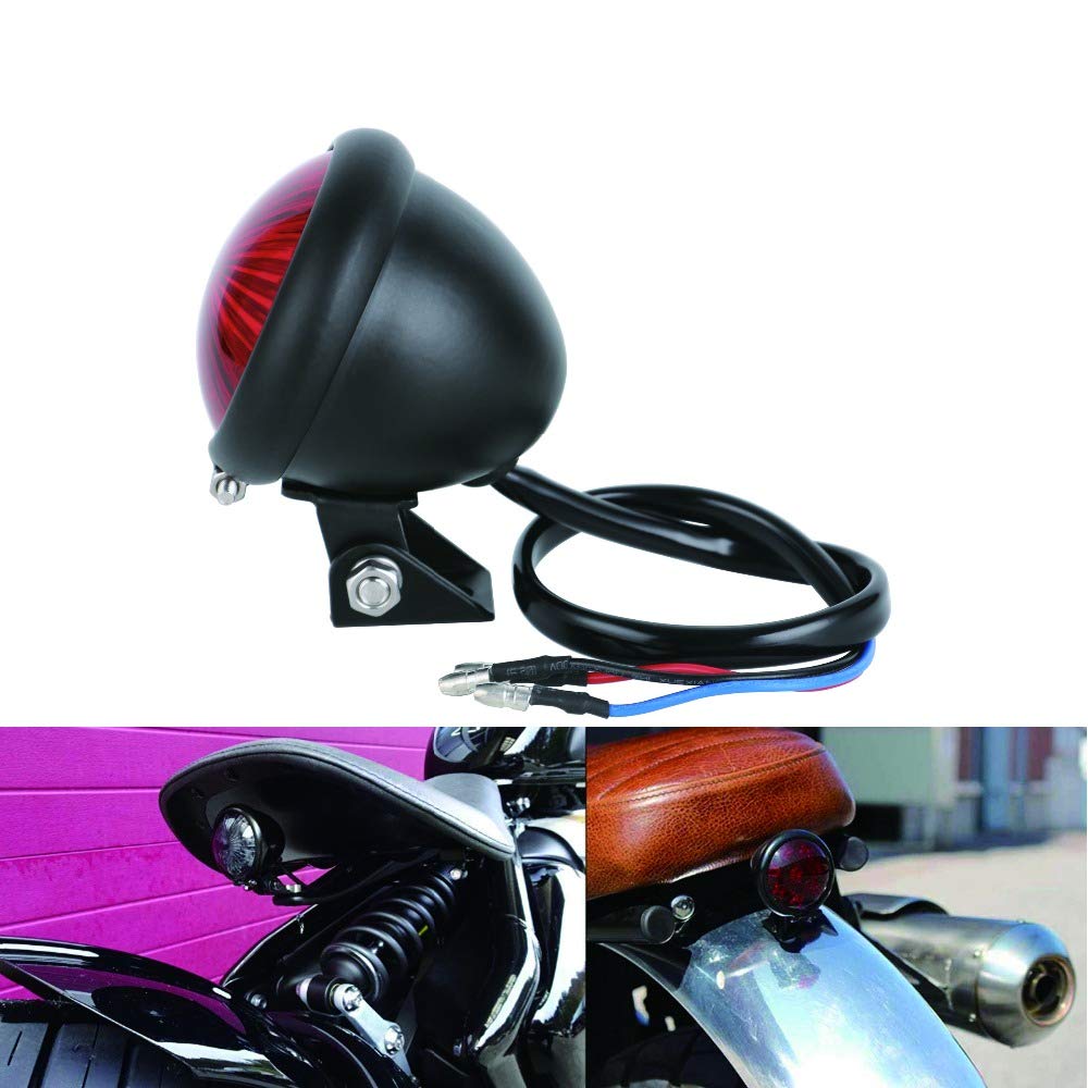 Faro Posteriore Texas Cromato Per Moto - Luce ECE Omologata 21/5W Per Harley, Bobber E Cafe Racer