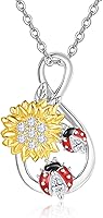 Vista 1 de Dreamboat Sunflower Necklace for Women 925 Sterling Silver You Are My Sunshine Crystal Necklace Flowers Jewelry Christmas Gifts for Wife Daughter